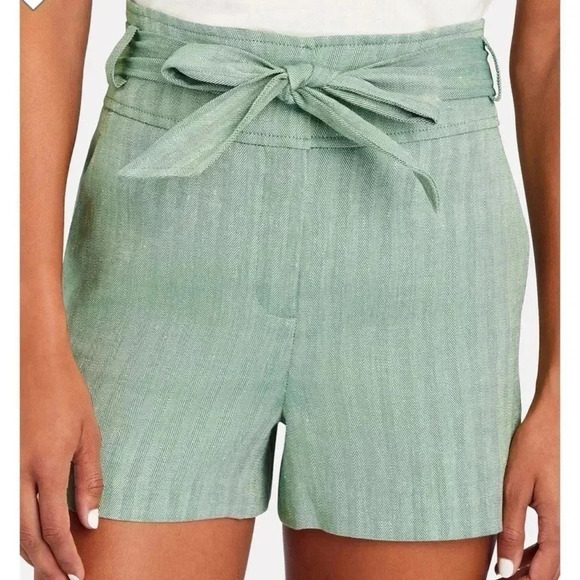 Veronica Beard Women's Size 4 Borneo Tie Waist Linen Shorts Green High Rise - Picture 4 of 10